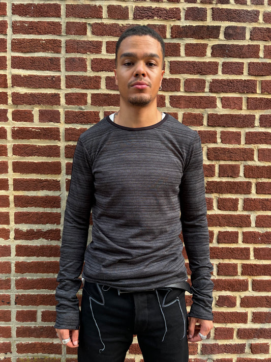 ZBT JAMAICA || .5 PRIMORDIAL LONG SLEEVE || GREY STRIPE ON BLACK
