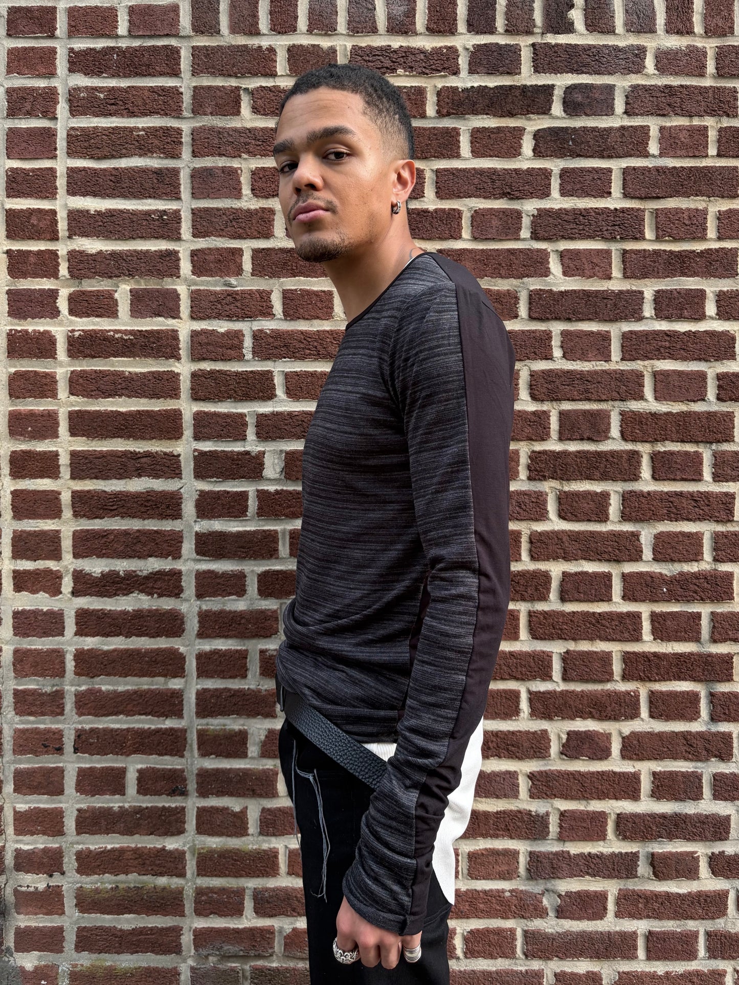 ZBT JAMAICA || .5 PRIMORDIAL LONG SLEEVE || GREY STRIPE ON BLACK