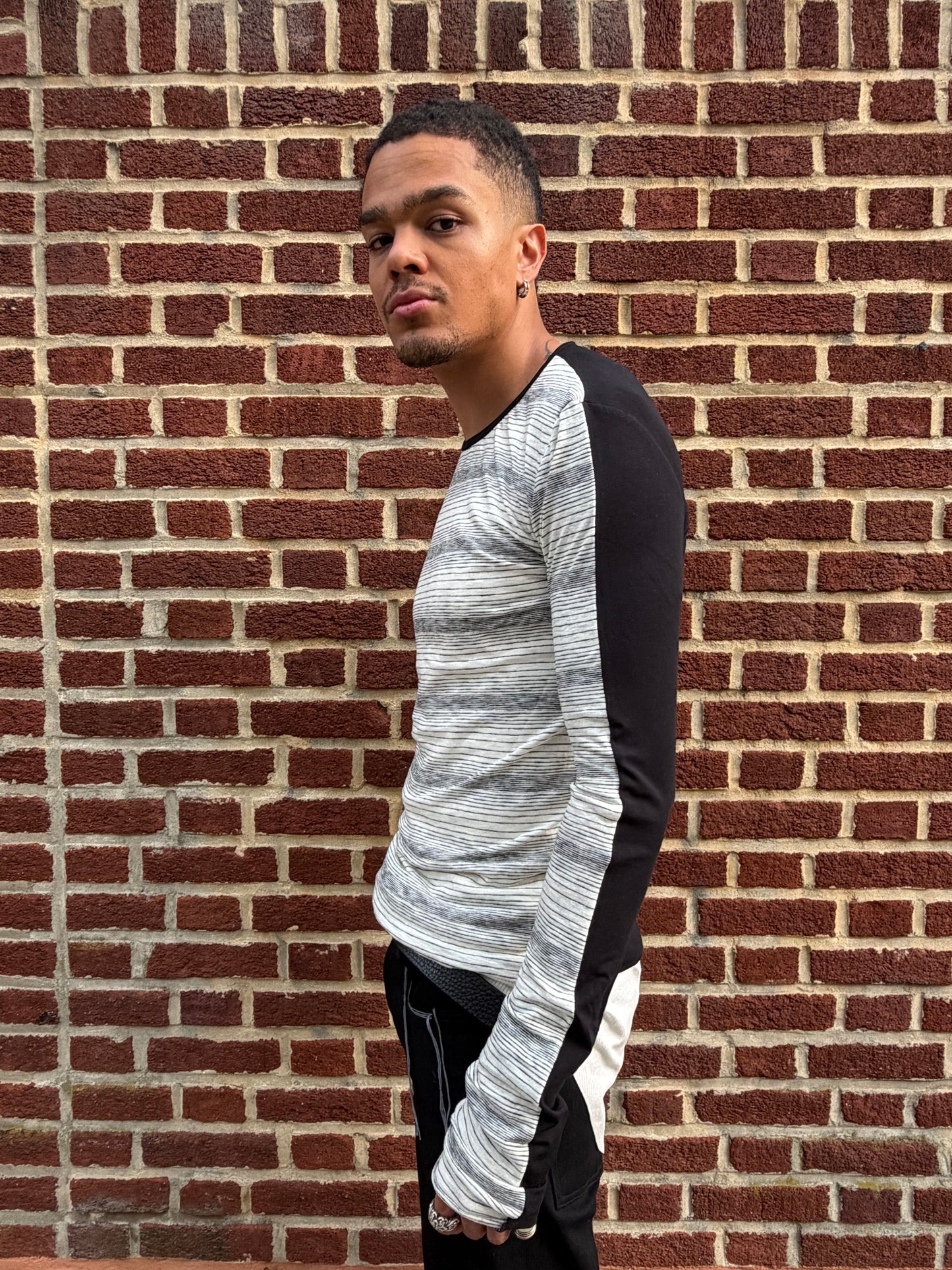 ZBT JAMAICA || .5 PRIMORDIAL LONG SLEEVE || WHITE STRIPE ON BLACK