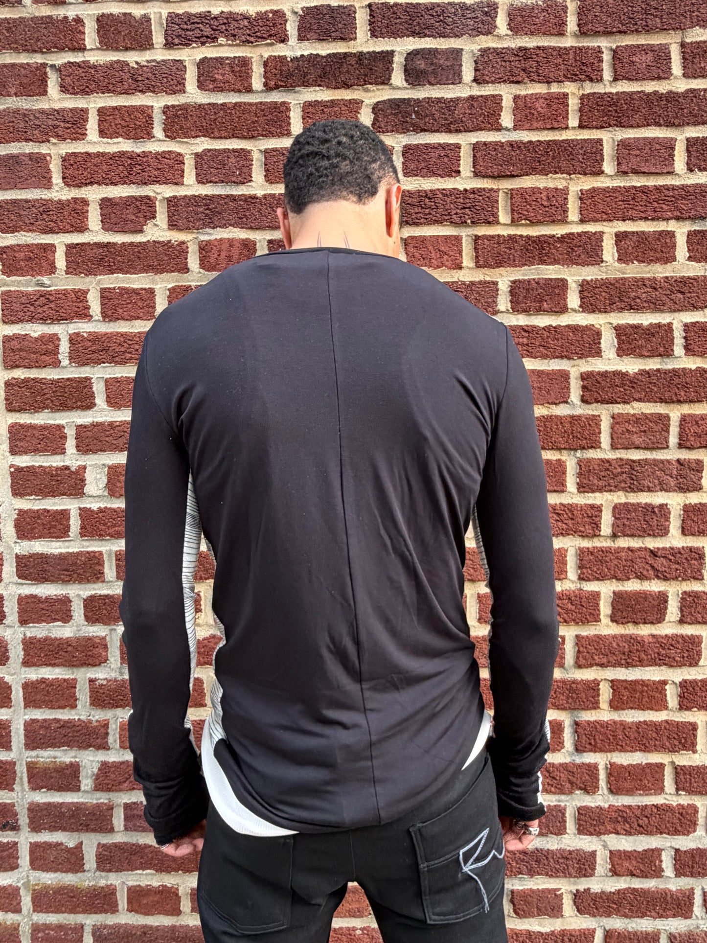 ZBT JAMAICA || .5 PRIMORDIAL LONG SLEEVE || WHITE STRIPE ON BLACK