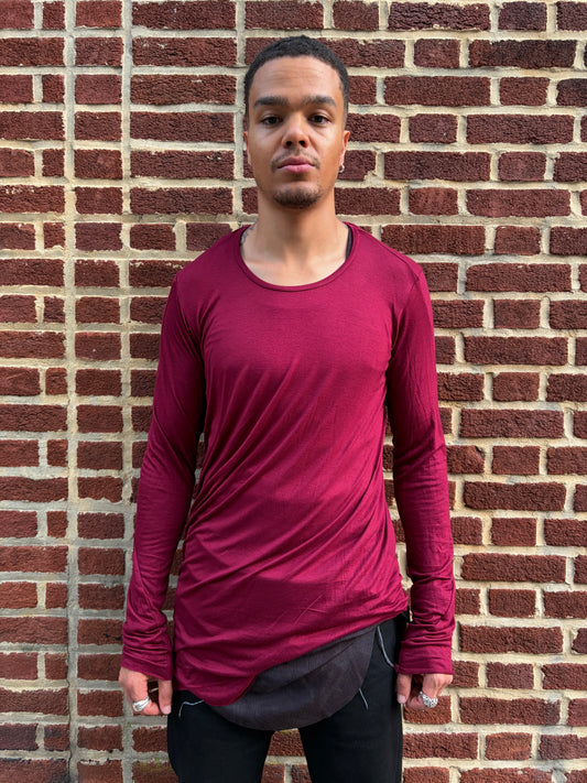 ZBT- JAMAICA  || ECHADH SEAM LONG SLEEVE TOP || MAROON