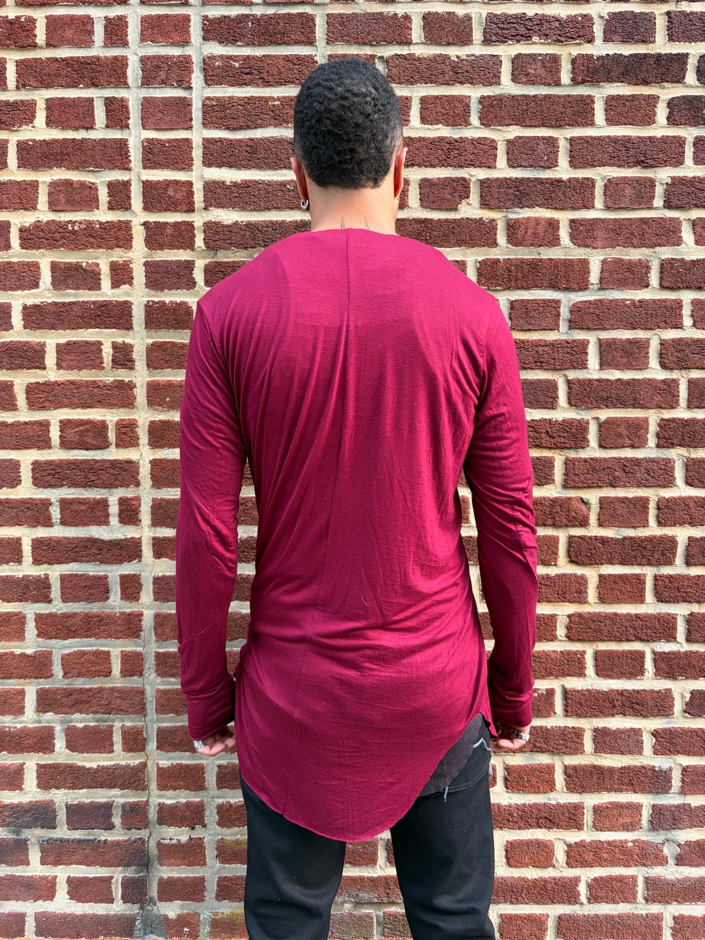 ZBT- JAMAICA  || ECHADH SEAM LONG SLEEVE TOP || MAROON