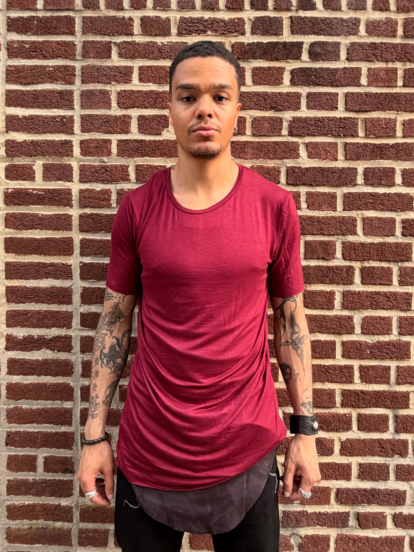 ZBT- JAMAICA  || PRIMORDIAL SHORT SLEEVE TOP || MAROON