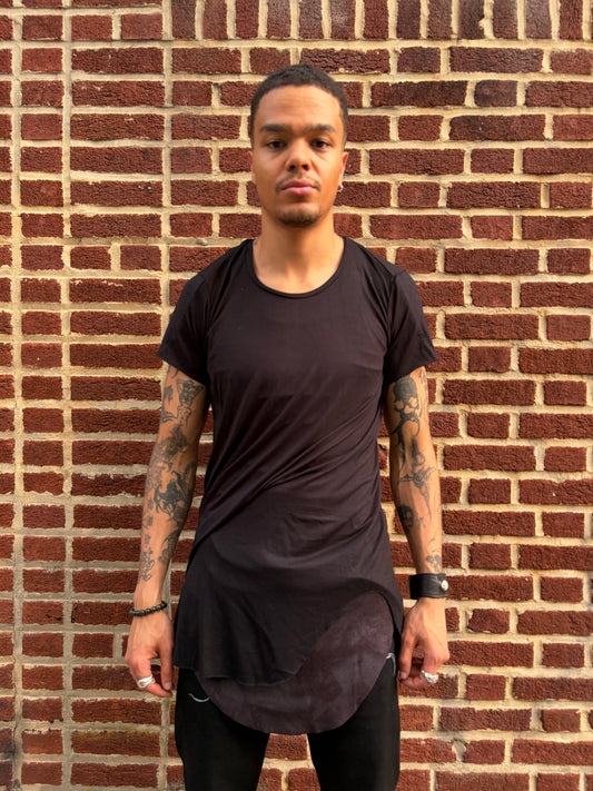 ZBT- JAMAICA  || ECHADH SEAM SHORT SLEEVE TOP || BLACK FAINT STRIPE