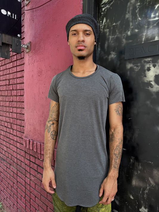 ZBT- JAMAICA  || ECHADH SEAM SHORT SLEEVE TOP || GREY