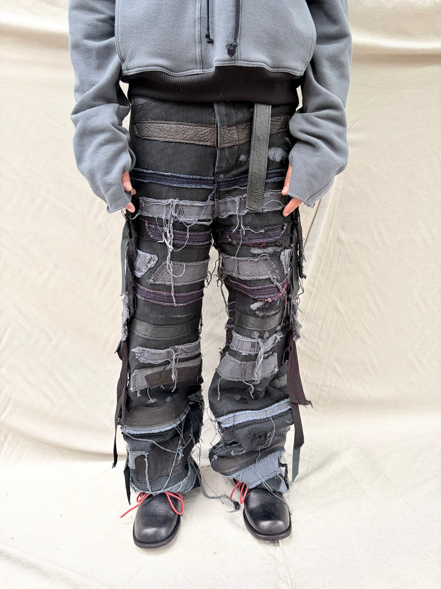 FW26 || ZAGGA GODDE - JEANS ||BLACK || LINEN - COTTON + LEATHER