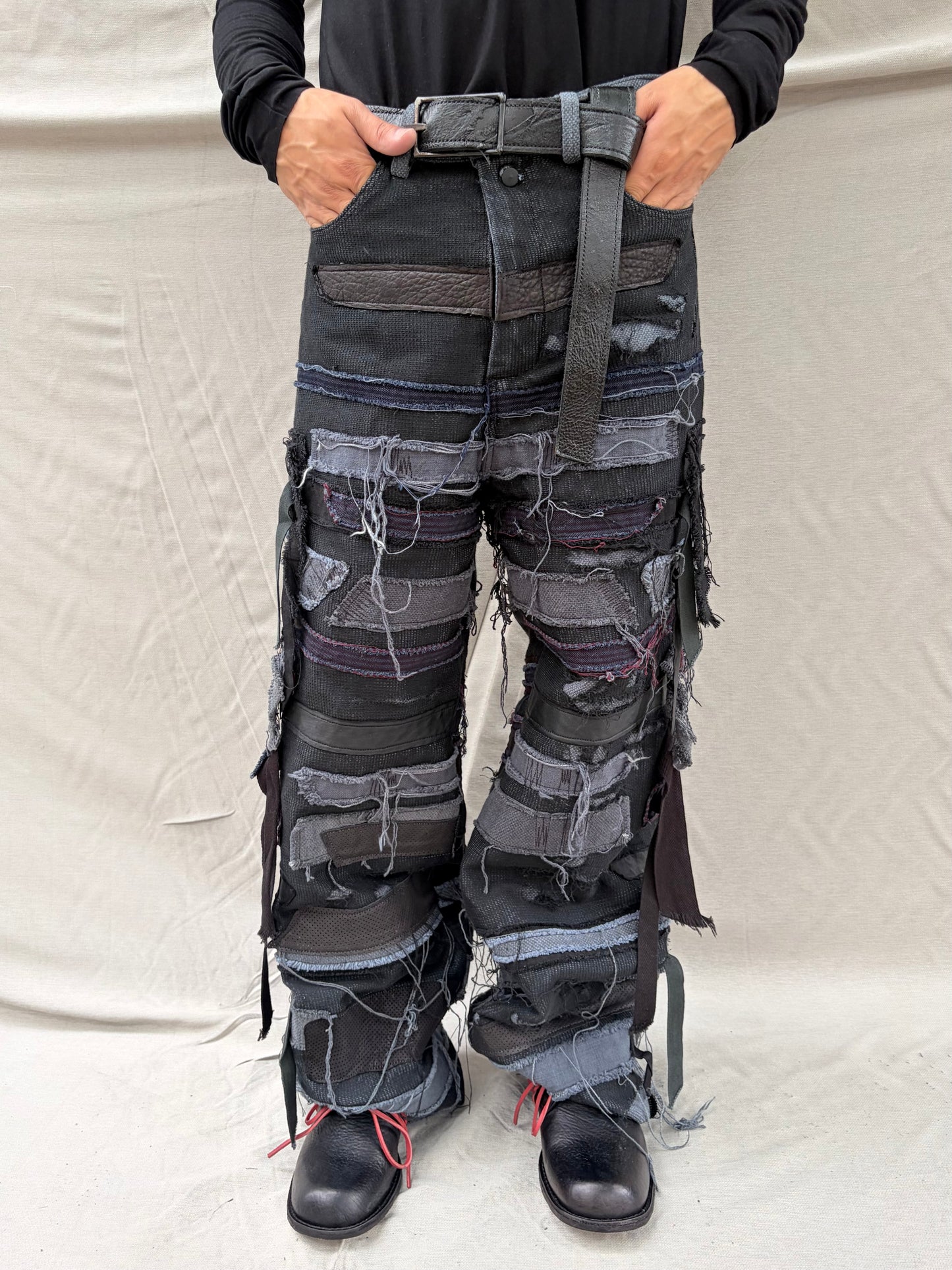 FW26 || ZAGGA GODDE - JEANS ||BLACK || LINEN - COTTON + LEATHER