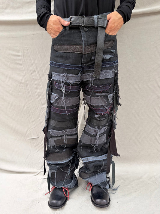 FW26 || ZAGGA GODDE - JEANS ||BLACK || LINEN - COTTON + LEATHER