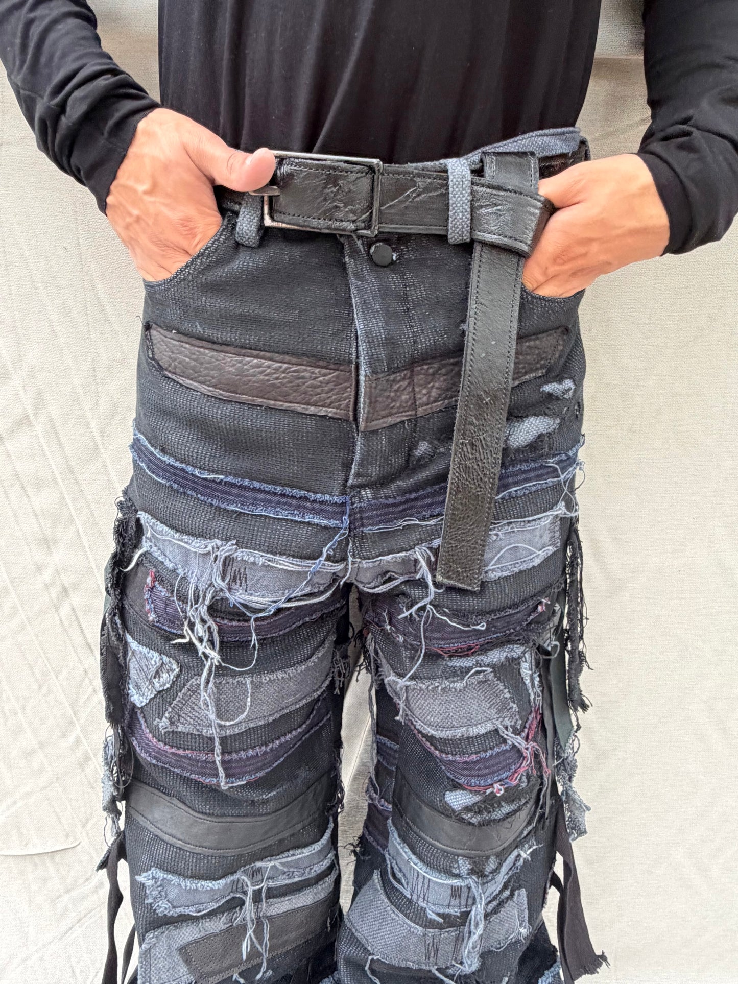 FW26 || ZAGGA GODDE - JEANS ||BLACK || LINEN - COTTON + LEATHER