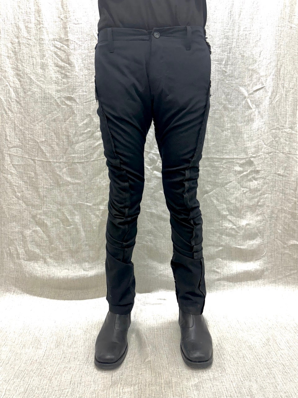 FW24 || SILK SEAMED DNA PANTS || BLACK WOOL