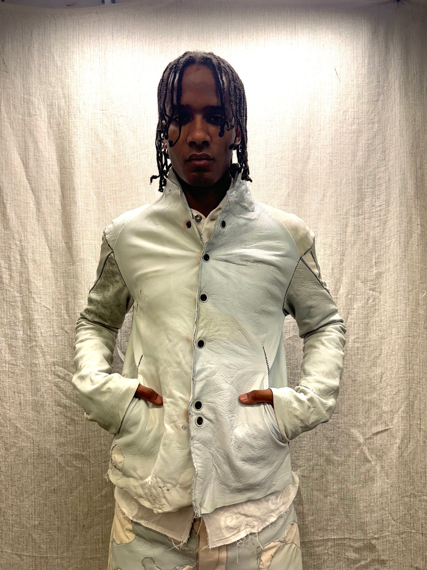 FW24 || PROTOLOGICAL ARCHETYPE MOONSTAR SHIRT JACKET || WHITE