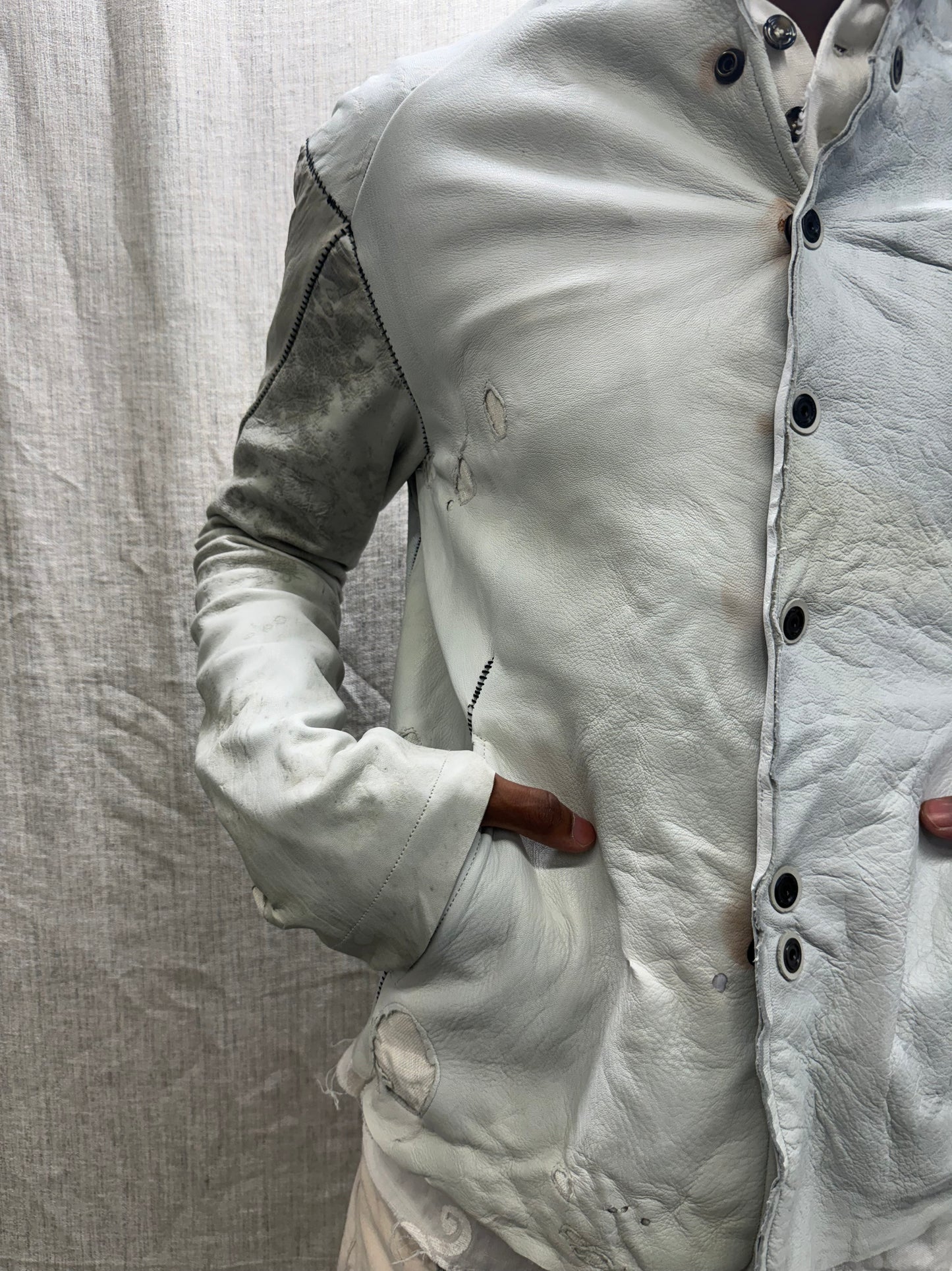 FW24 || PROTOLOGICAL ARCHETYPE MOONSTAR SHIRT JACKET || WHITE