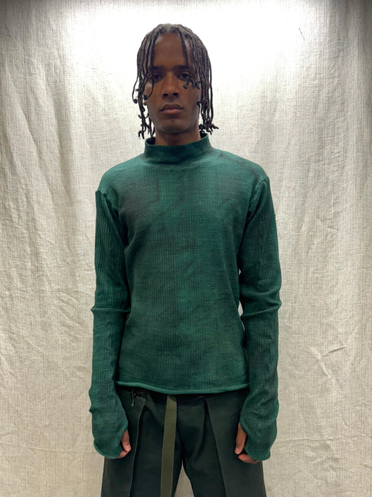 FW24 || GLOVED PRIMORDIAL HIGH NECK TOP || COATED GREEN