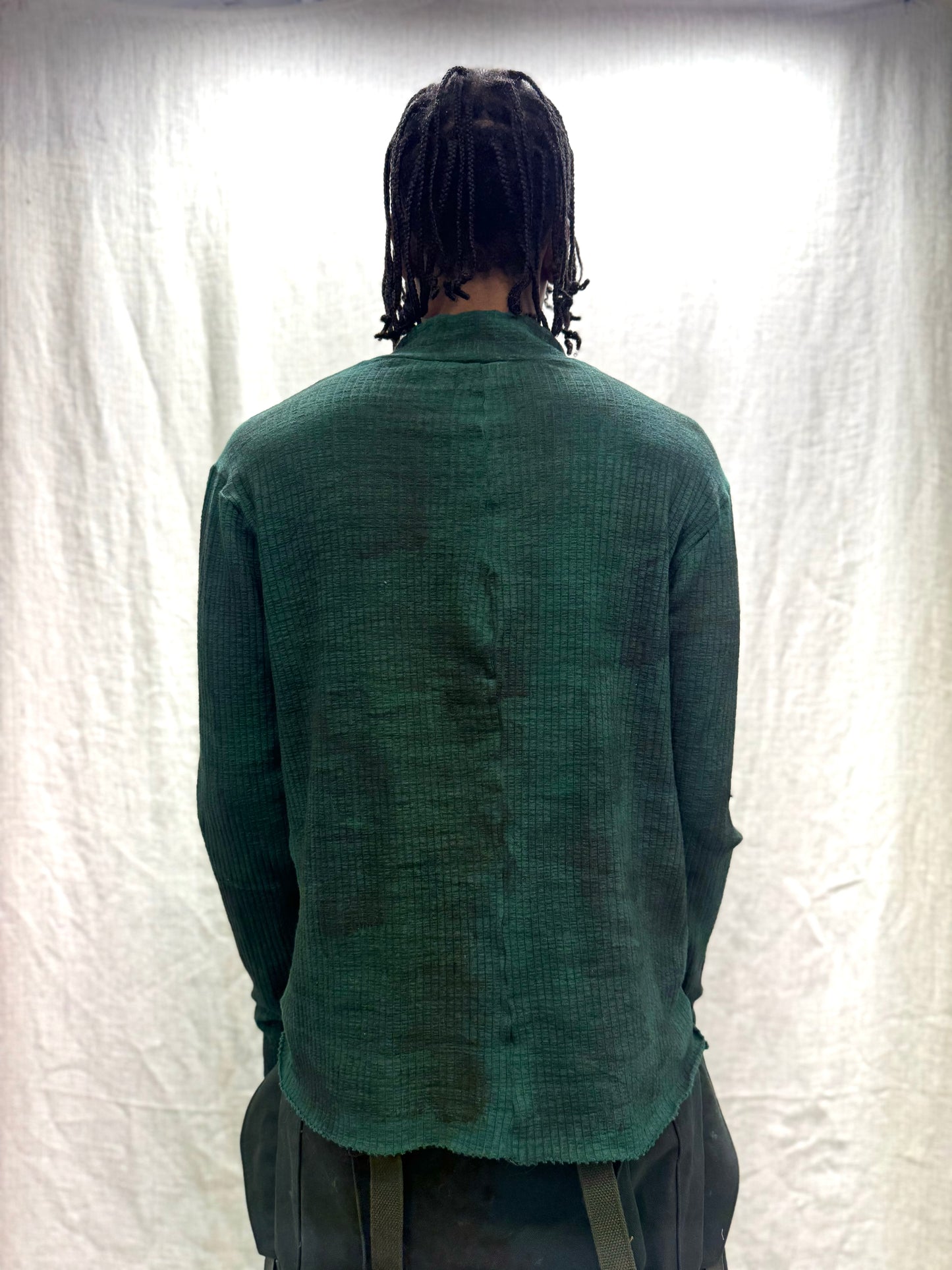 FW24 || GLOVED PRIMORDIAL HIGH NECK TOP || COATED GREEN