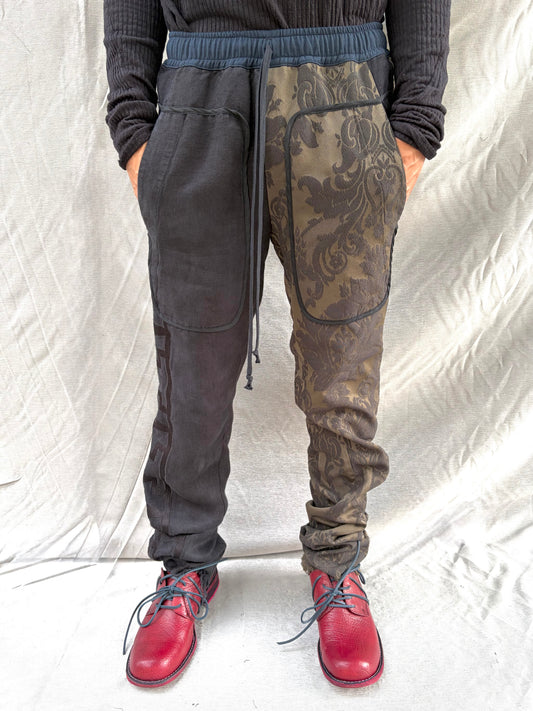 FW26 || PERIPATHETIC | ZERO|  DROP POCKET PANTS ||BLACK MIXED LINEN