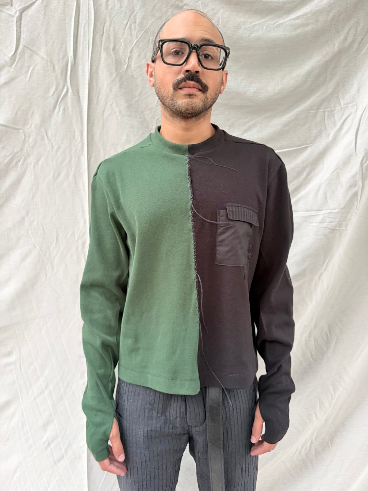 FW26 || .5 SCHULTER MIT RISS - |BOX| T-SHIRT - LANGARM || SCHWARZ + GRÜN