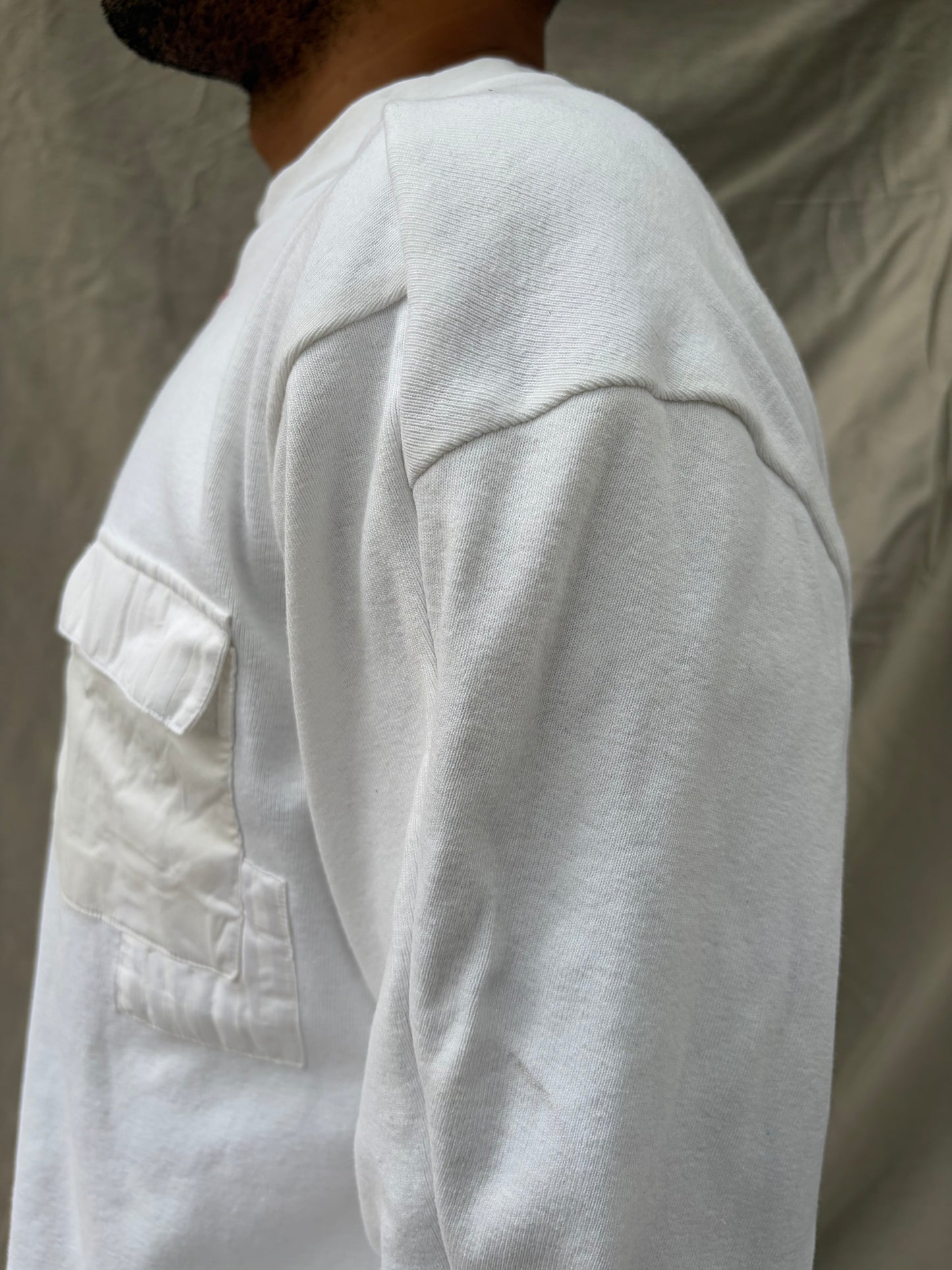 FW26 || FAULTED SHOULDER - |BOX| TEE -  LONG SLEEVE || WHITE