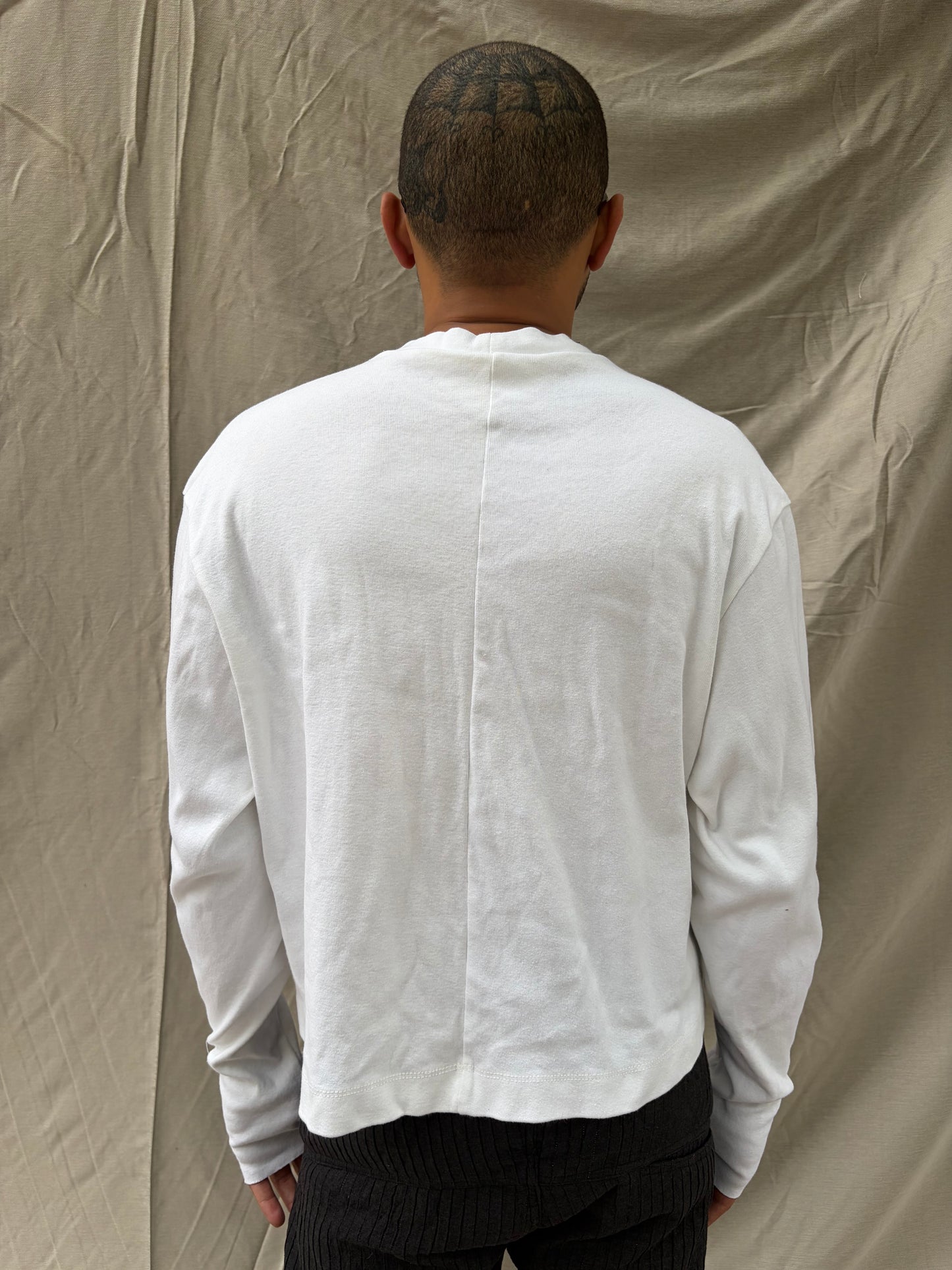 FW26 || FAULTED SHOULDER - |BOX| TEE -  LONG SLEEVE || WHITE