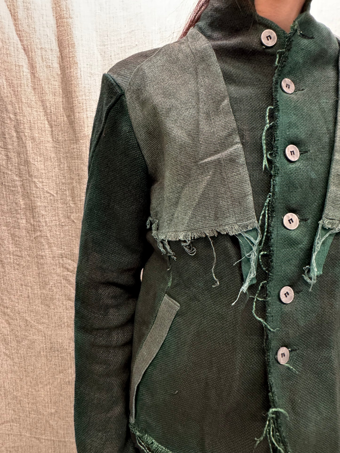 FW24 || PROTOLOGICAL ARCHETYPE CAPE YOKE SHIRT JACKET || GREEN