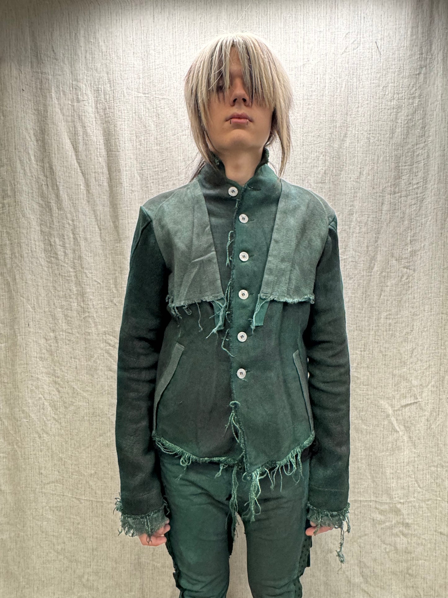 FW24 || PROTOLOGICAL ARCHETYPE CAPE YOKE SHIRT JACKET || GREEN