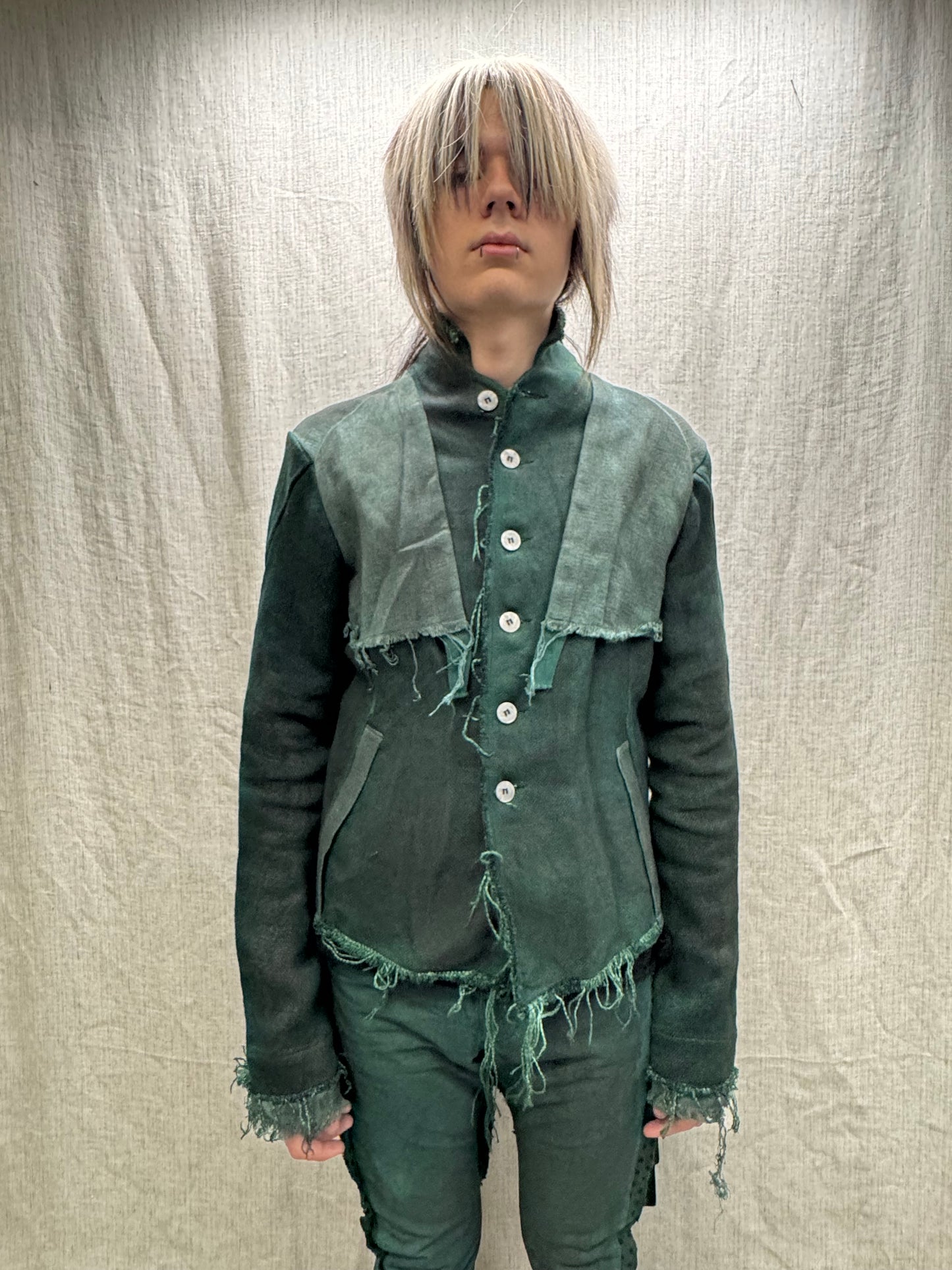 FW24 || PROTOLOGICAL ARCHETYPE CAPE YOKE SHIRT JACKET || GREEN