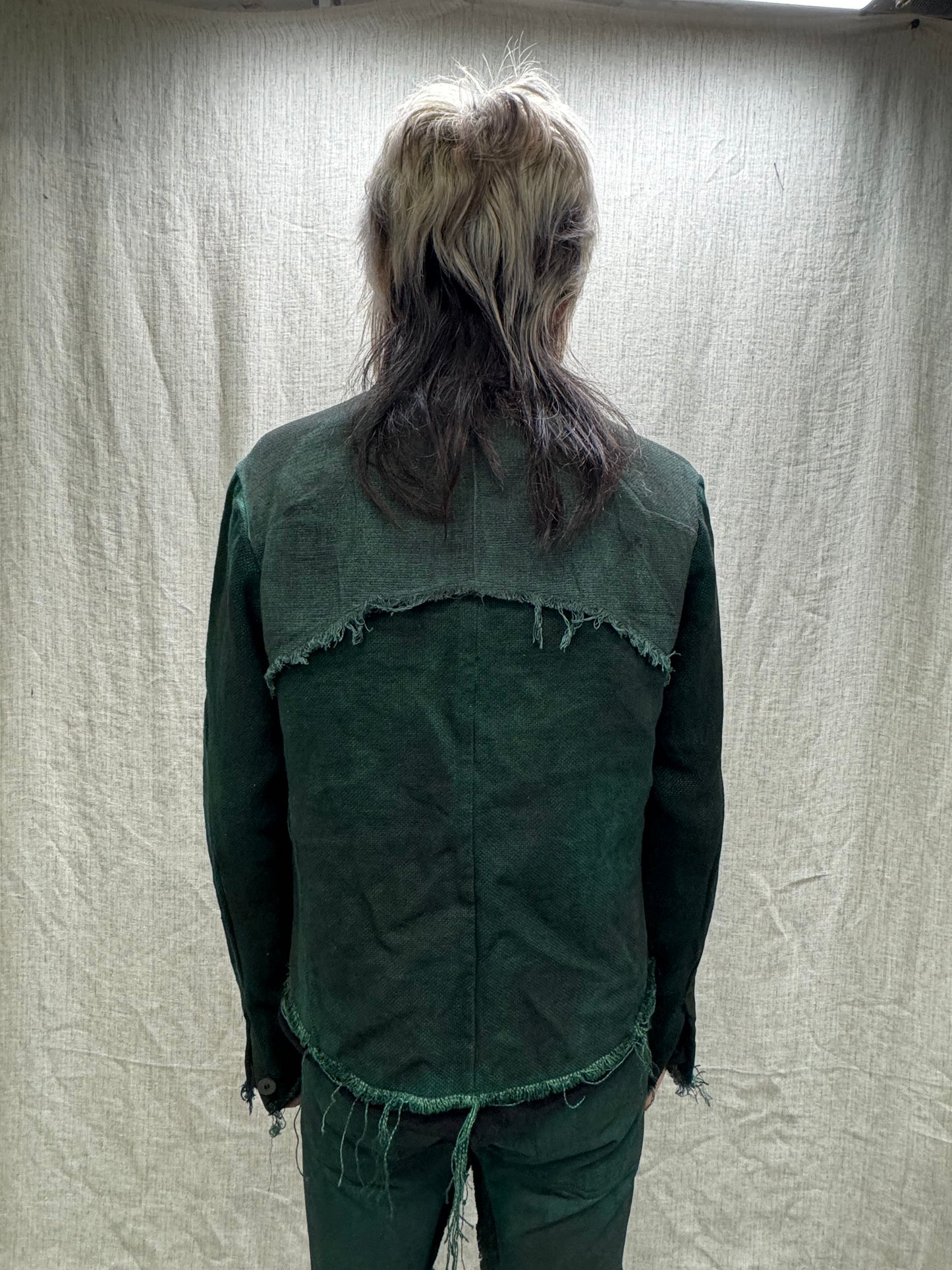 FW24 || PROTOLOGICAL ARCHETYPE CAPE YOKE SHIRT JACKET || GREEN