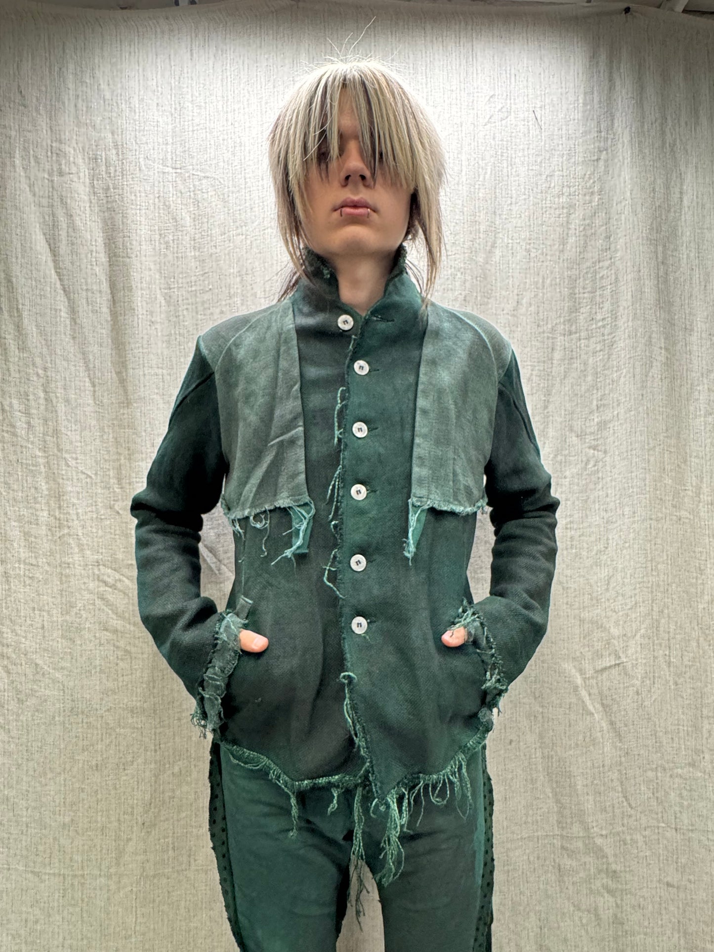 FW24 || PROTOLOGICAL ARCHETYPE CAPE YOKE SHIRT JACKET || GREEN