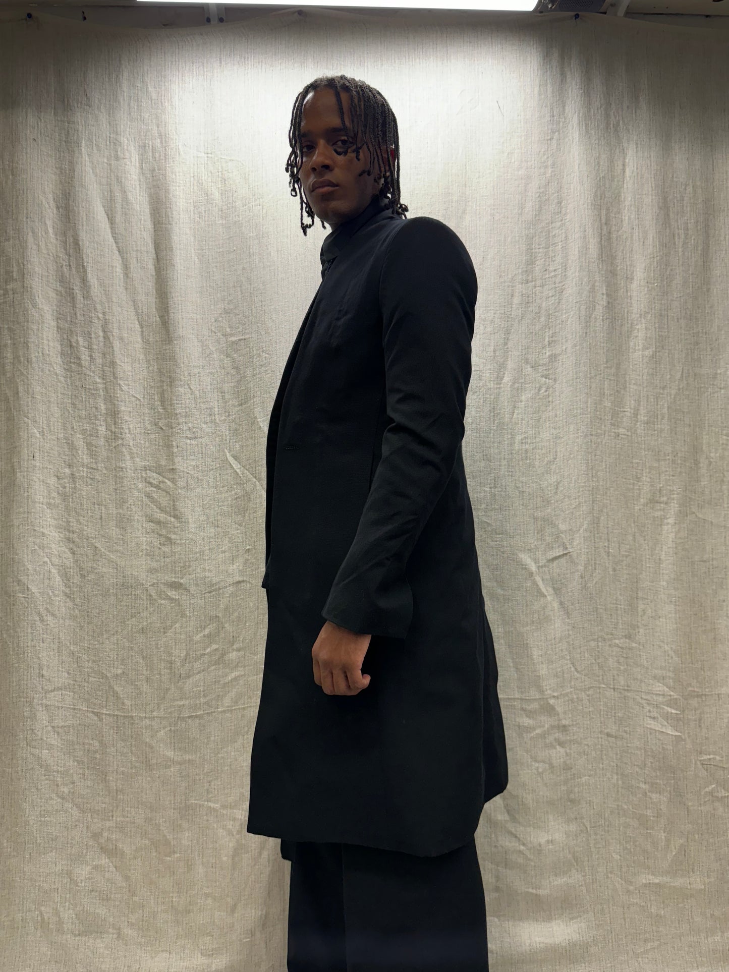 FW24 || SHAWL COLLAR VESTED COAT || BLACK