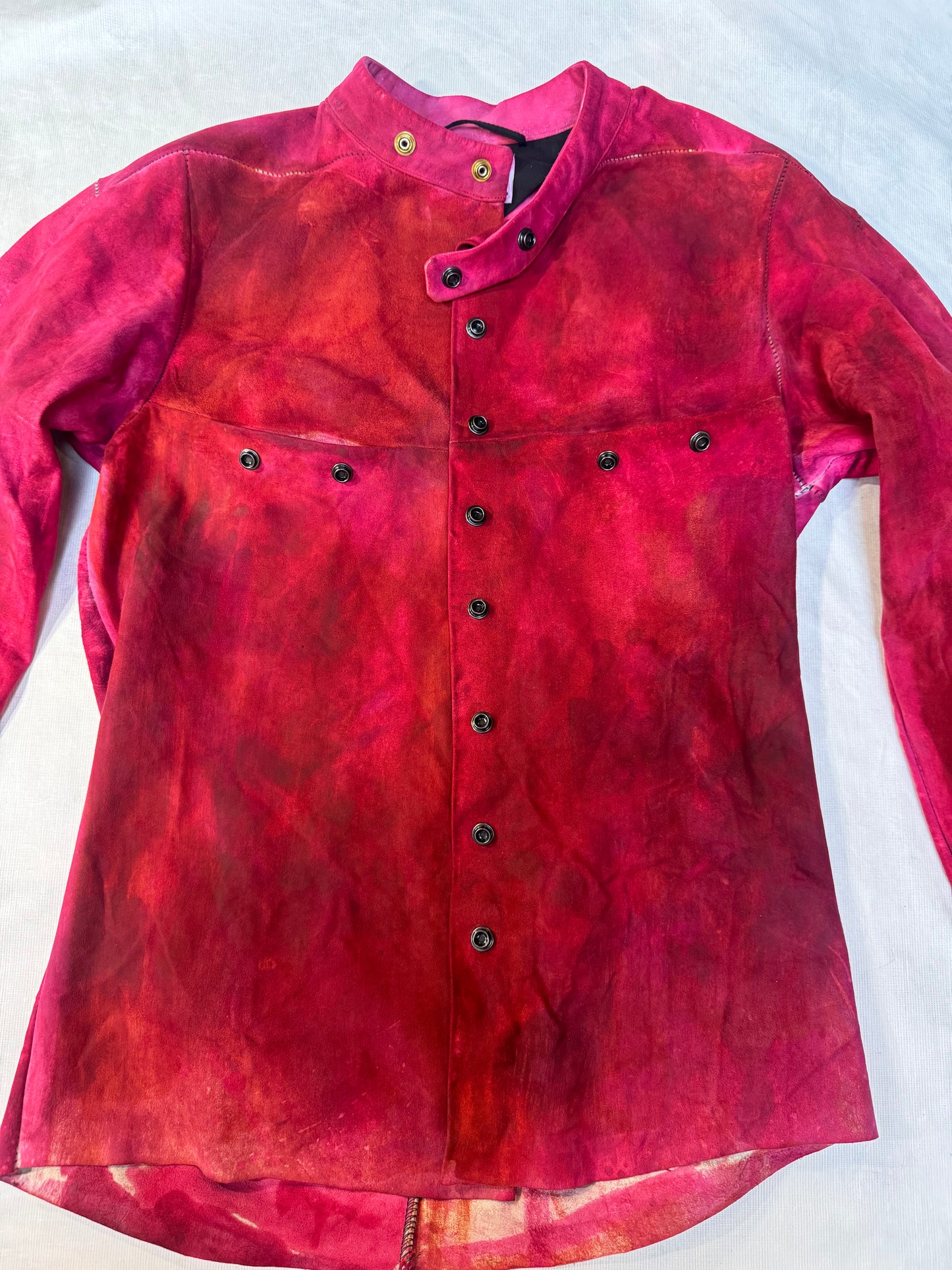 FW25 || FAULTED SHOULDER 2.0 LEATHER SHIRT|| 100%  KANGAROO || ROMANTIC RED