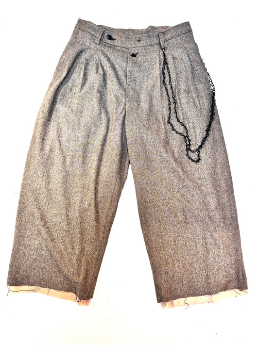 FW25 || TAILORED CROPPED PANTHEON PANTS|| 100% WOOL -SPECKLED SAND