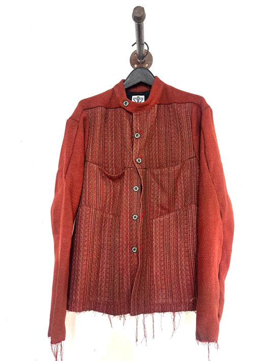 FW25 || FAULTED SHOULDER WORK SHIRT|| COTTON LINEN || RED