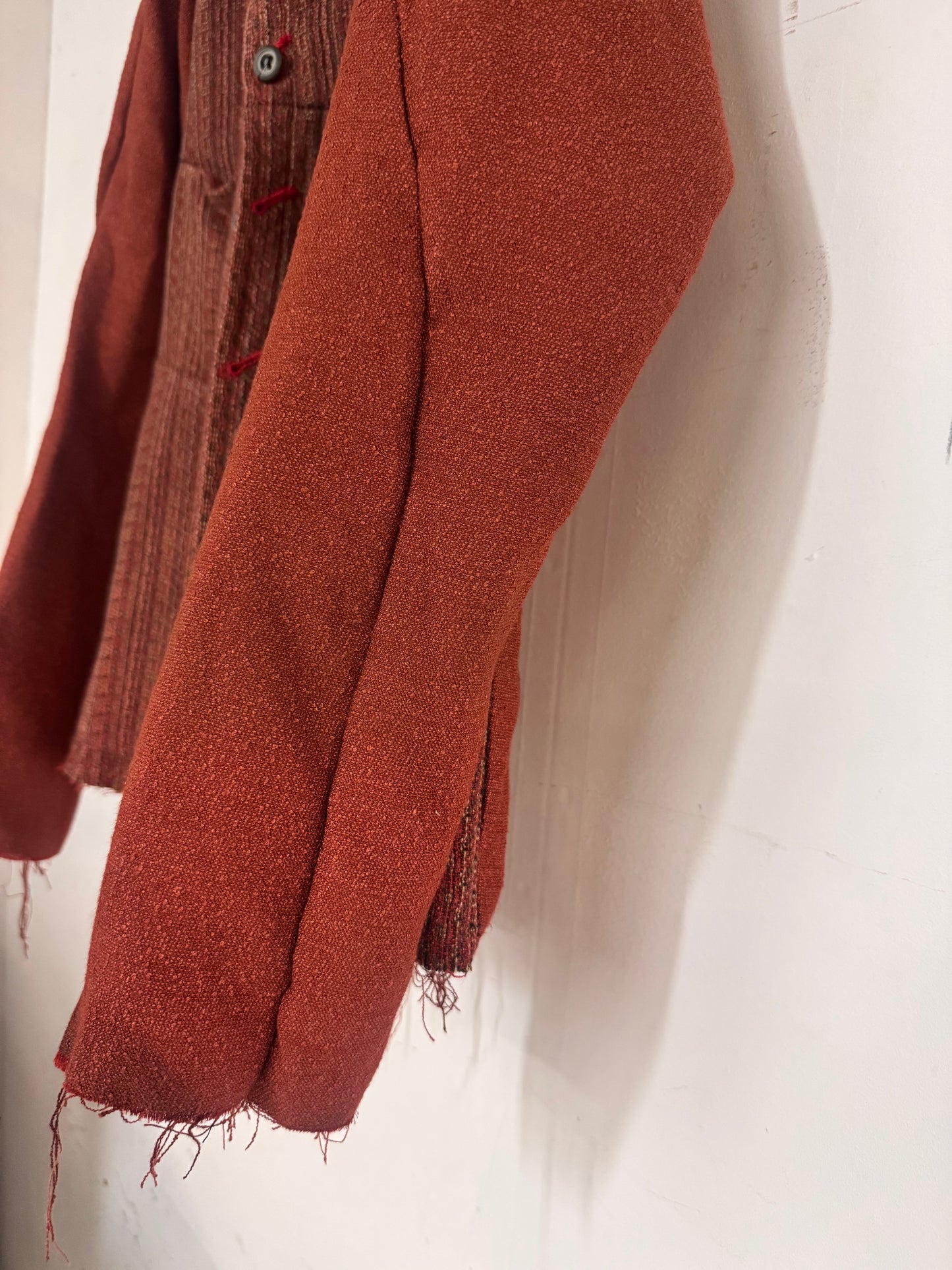 FW25 || FAULTED SHOULDER WORK SHIRT|| COTTON LINEN || RED