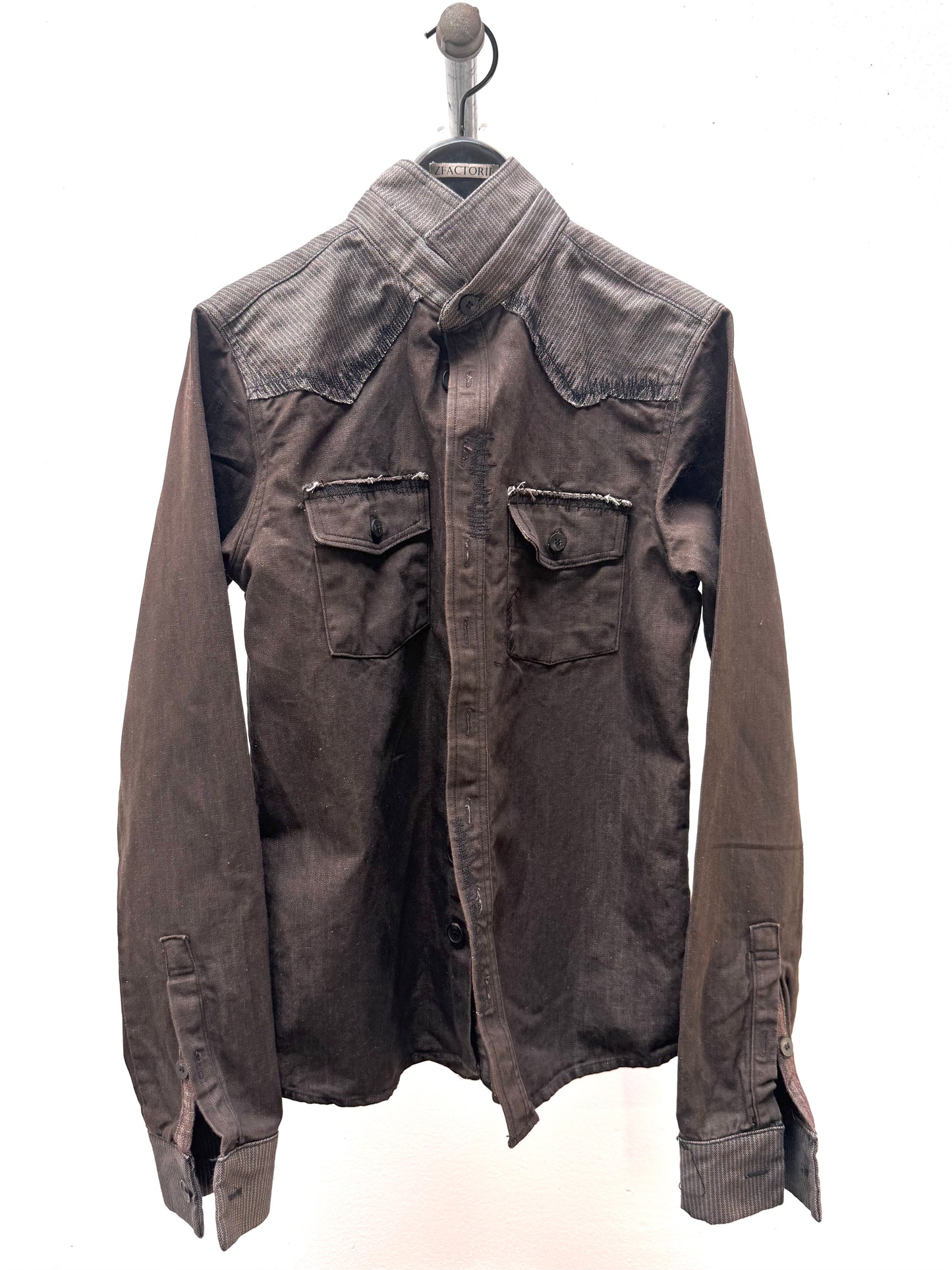 FW25 || WESTERN SHIRT || BROWN WASHED COTTON DENIM