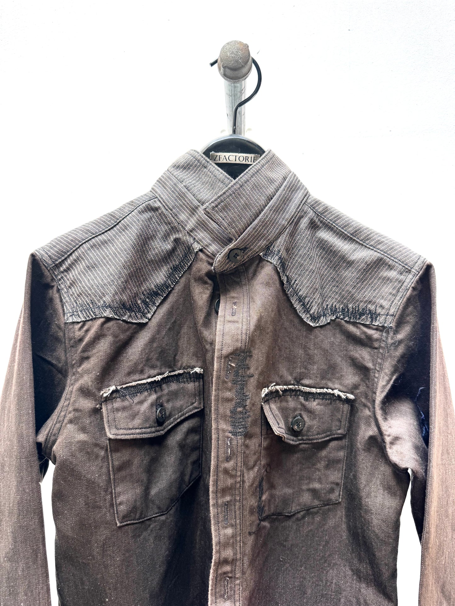 FW25 || WESTERN SHIRT || BROWN WASHED COTTON DENIM