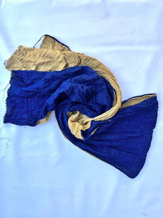FW25 || WASHED LINEN SLIM DOUBLE PLY SCARF || BLUE