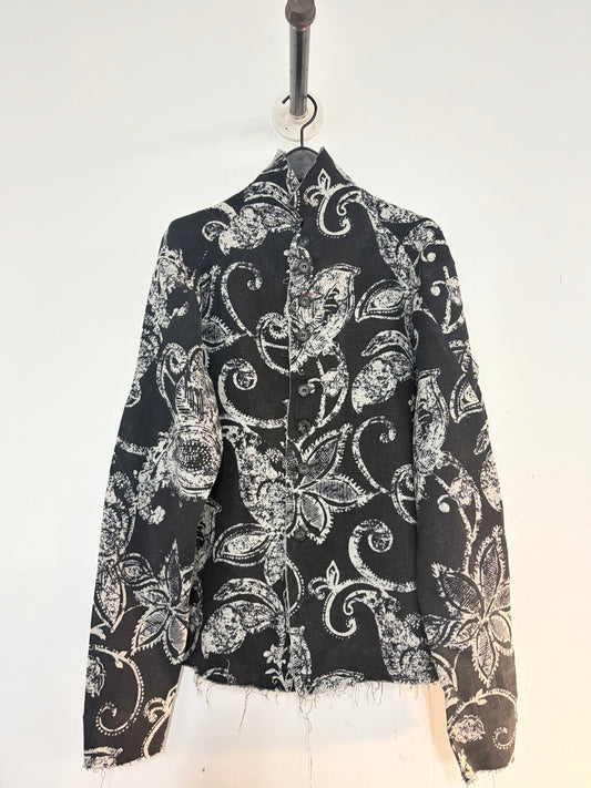 FW26 || PROTOLOGICAL ARCHETYPE  SHIRT || VINTAGE PRINTED LINEN - BLACK