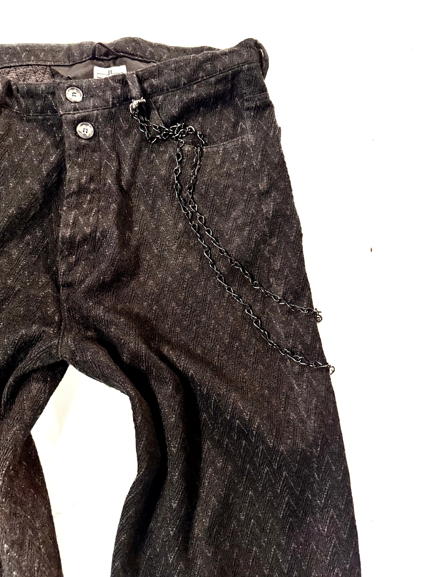 FW25 ||CROPPED PINNED HEM GODDE JEANS ||EMBROIDERED SILK ON LINEN