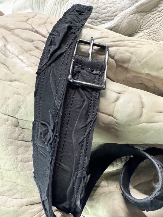 FW25 || KGN 13 1.5" BELT || BLACK - RUCHED SILK CALF