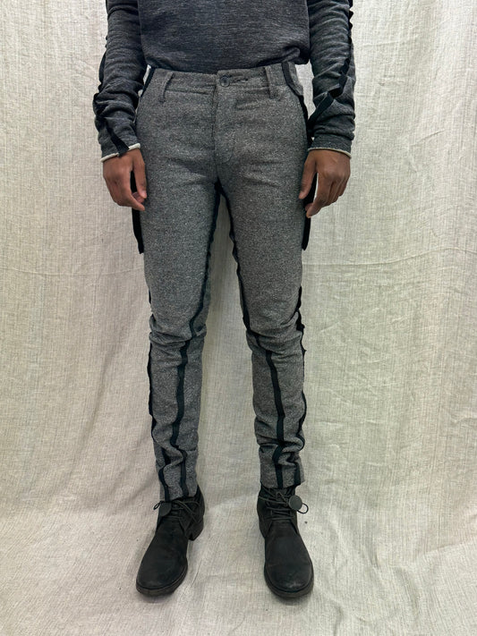 FW24 || SILK SEAMED MINIMALIST PANTS || GREY SILK