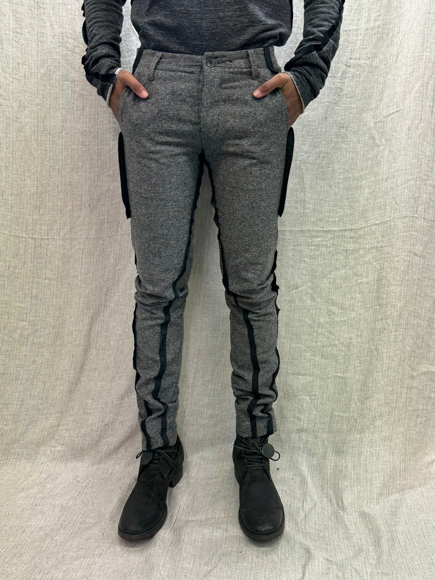 FW24 || SILK SEAMED MINIMALIST PANTS || GREY SILK