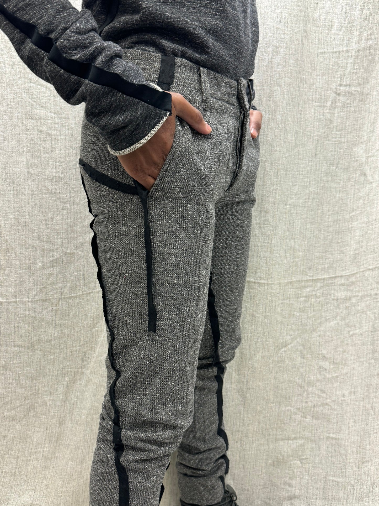 FW24 || SILK SEAMED MINIMALIST PANTS || GREY SILK