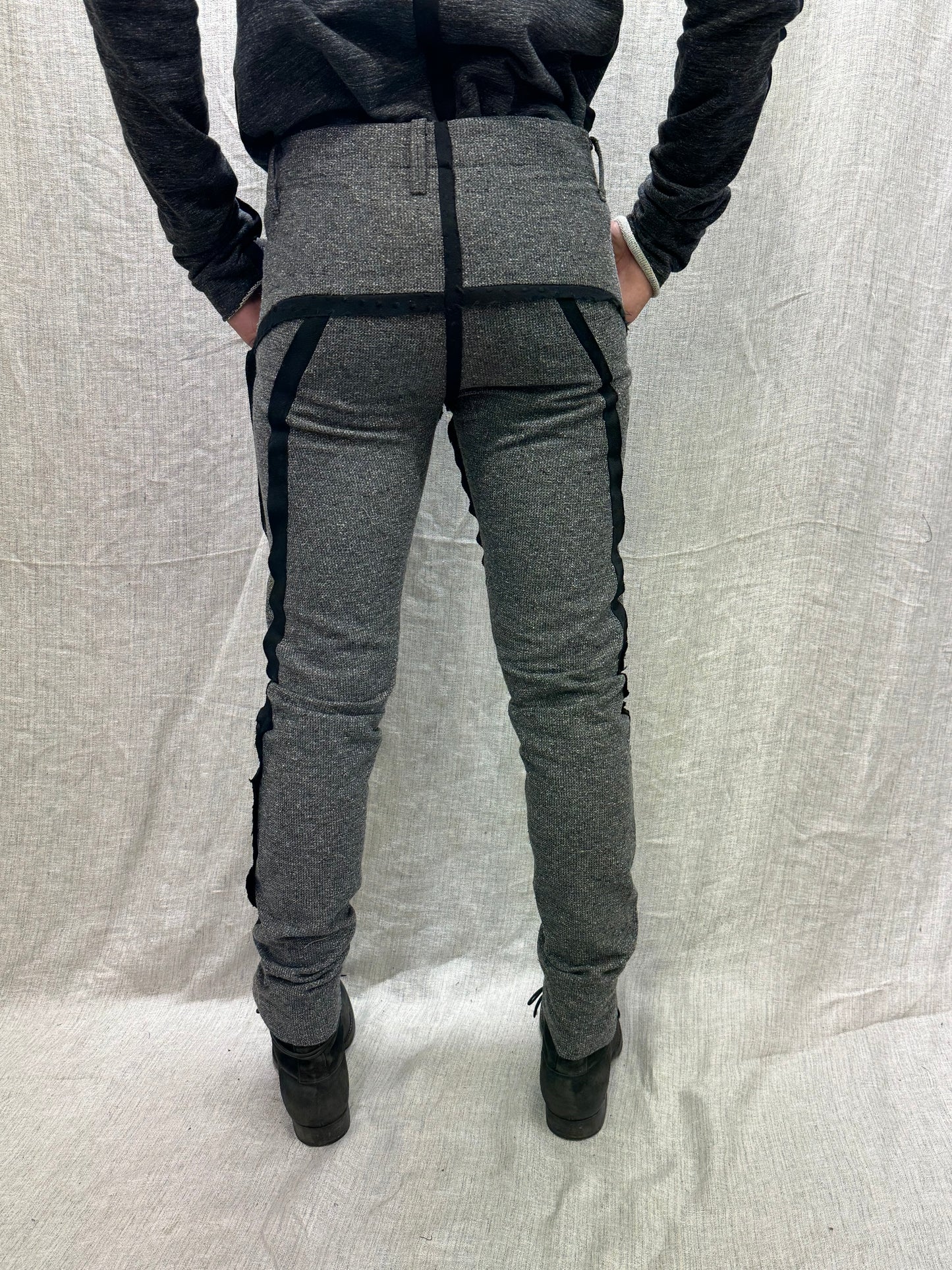 FW24 || SILK SEAMED MINIMALIST PANTS || GREY SILK