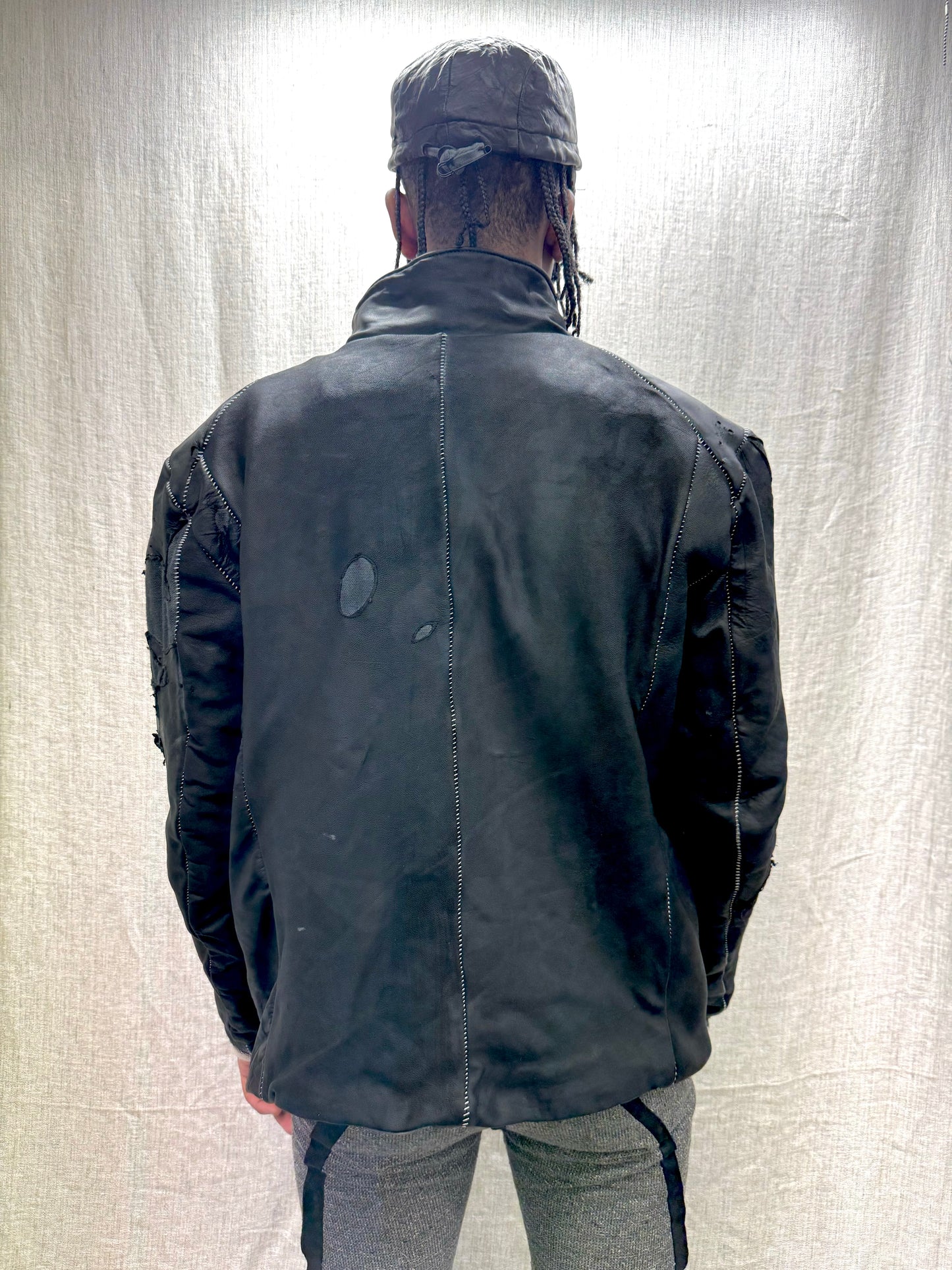 FW24 || HIGH NECK MINIMALIST OVERSIZED JACKET || BLACK MOONSTAR