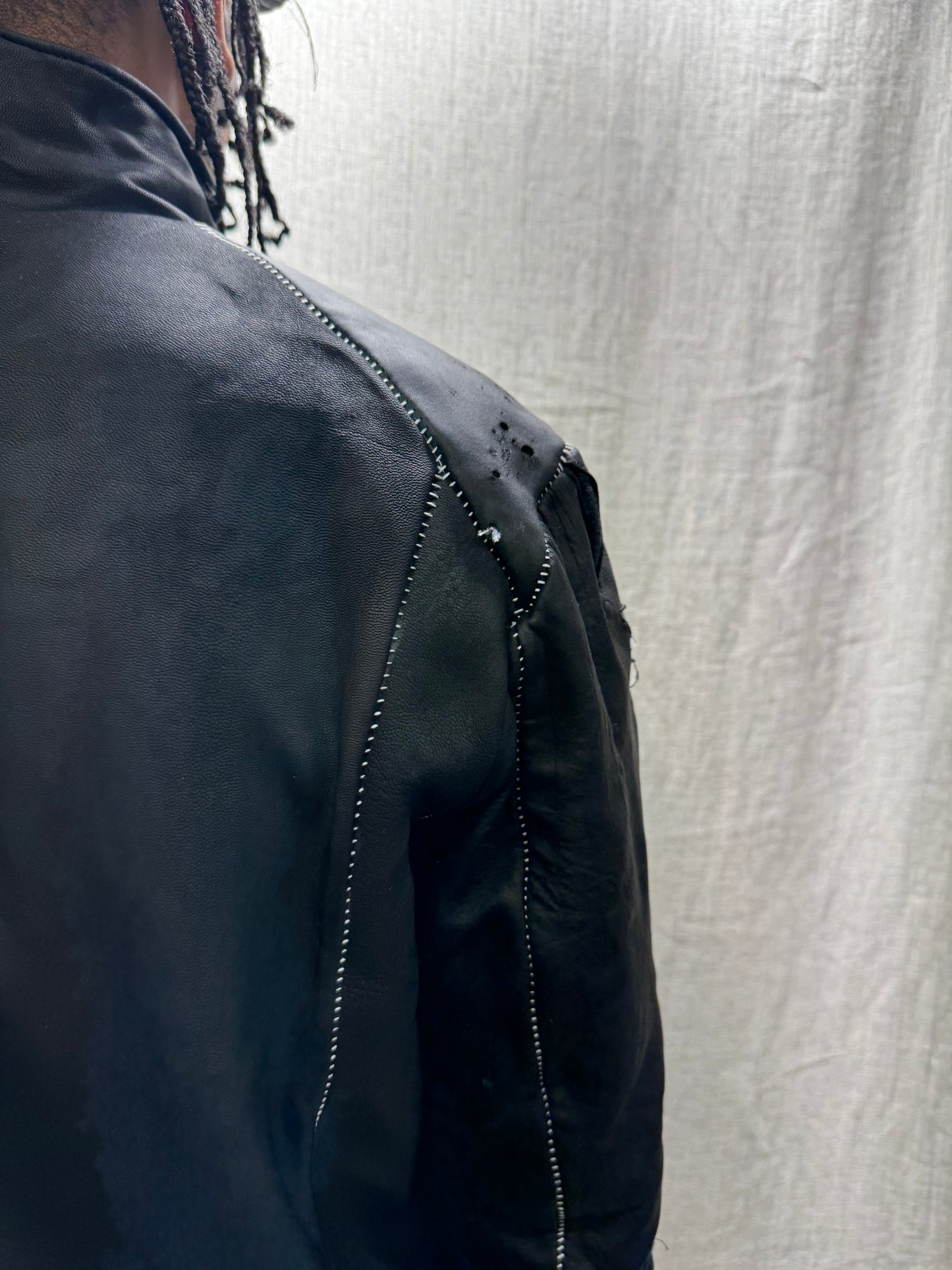 FW24 || HIGH NECK MINIMALIST OVERSIZED JACKET || BLACK MOONSTAR