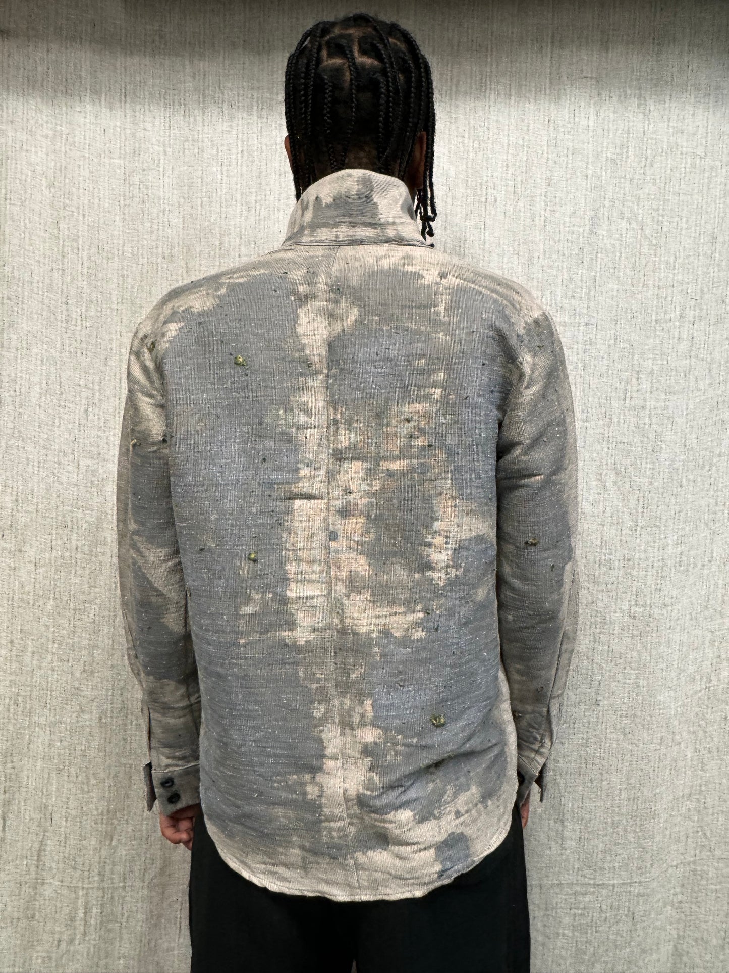 FW24 || FAULTED SHOULDER GANJA INFUSED SHIRT || SILVER