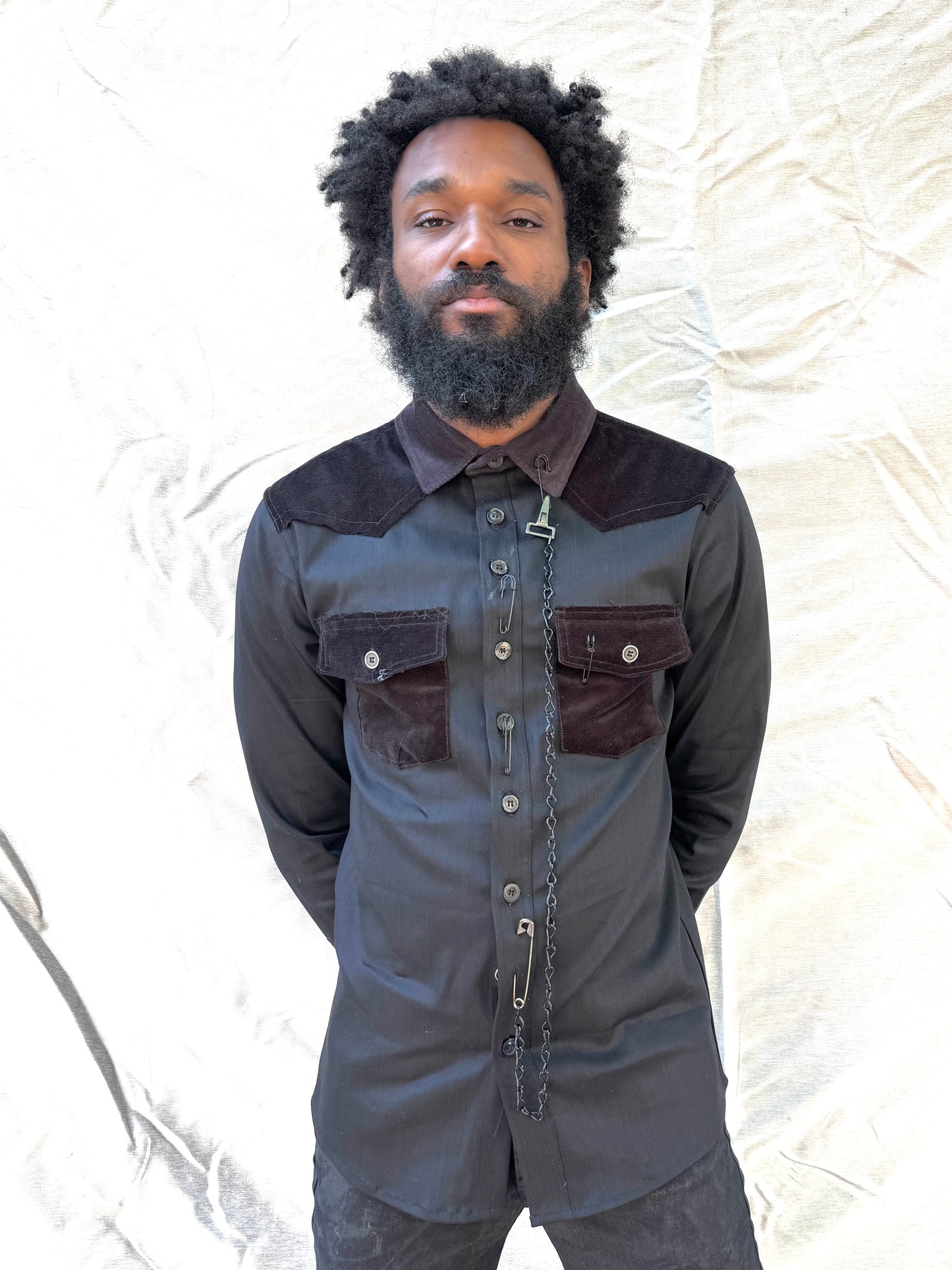 FW25 || WESTERN SHIRT || BLACK || MIXED COTTON