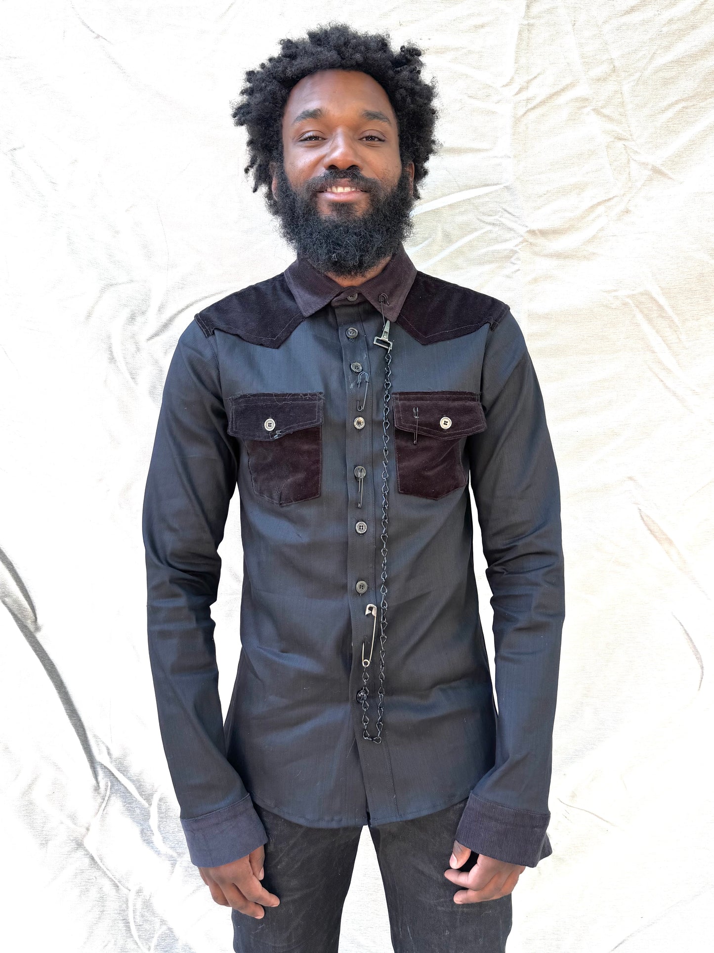 FW25 || WESTERN SHIRT || BLACK || MIXED COTTON