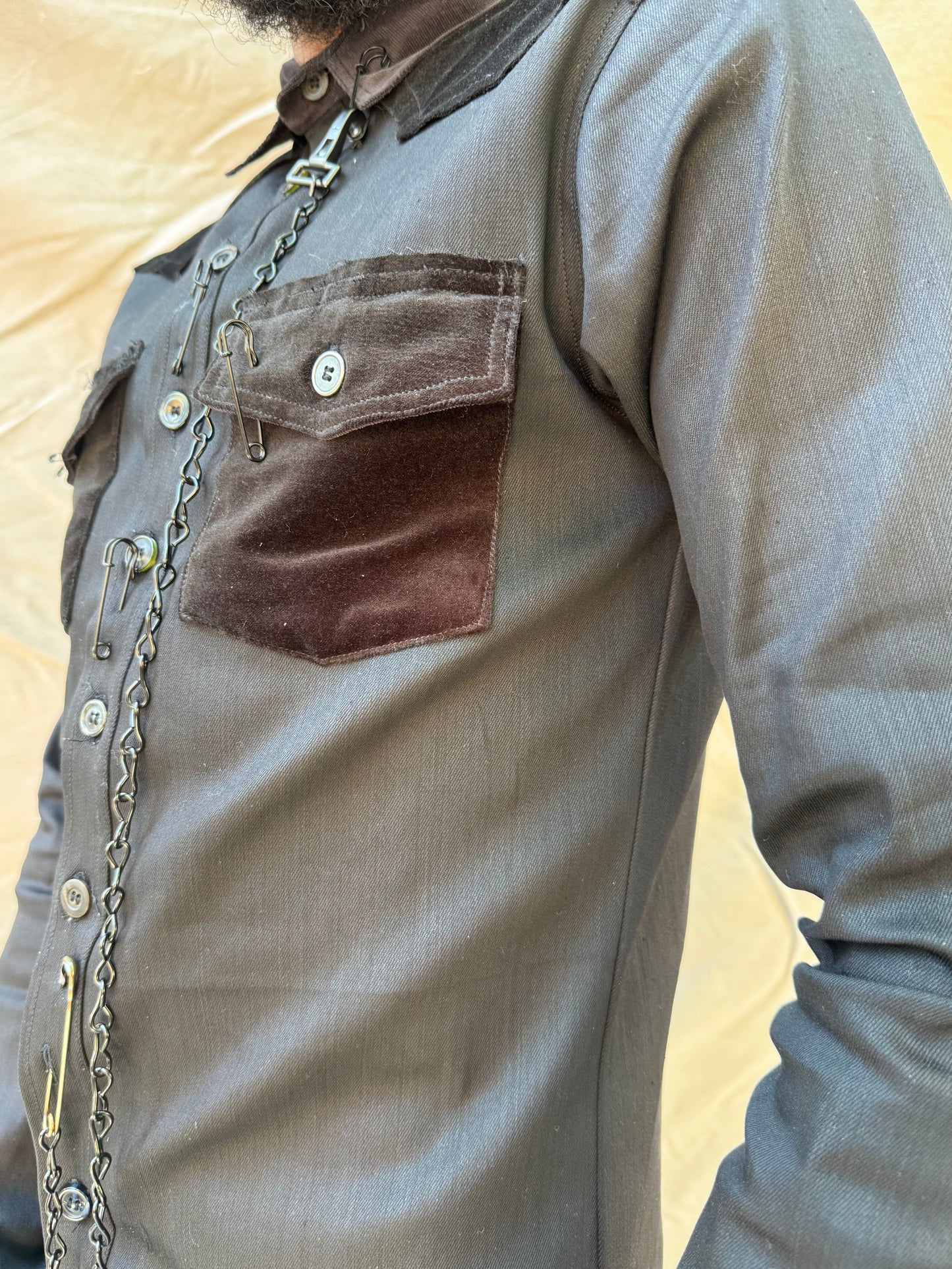 FW25 || WESTERN SHIRT || BLACK || MIXED COTTON