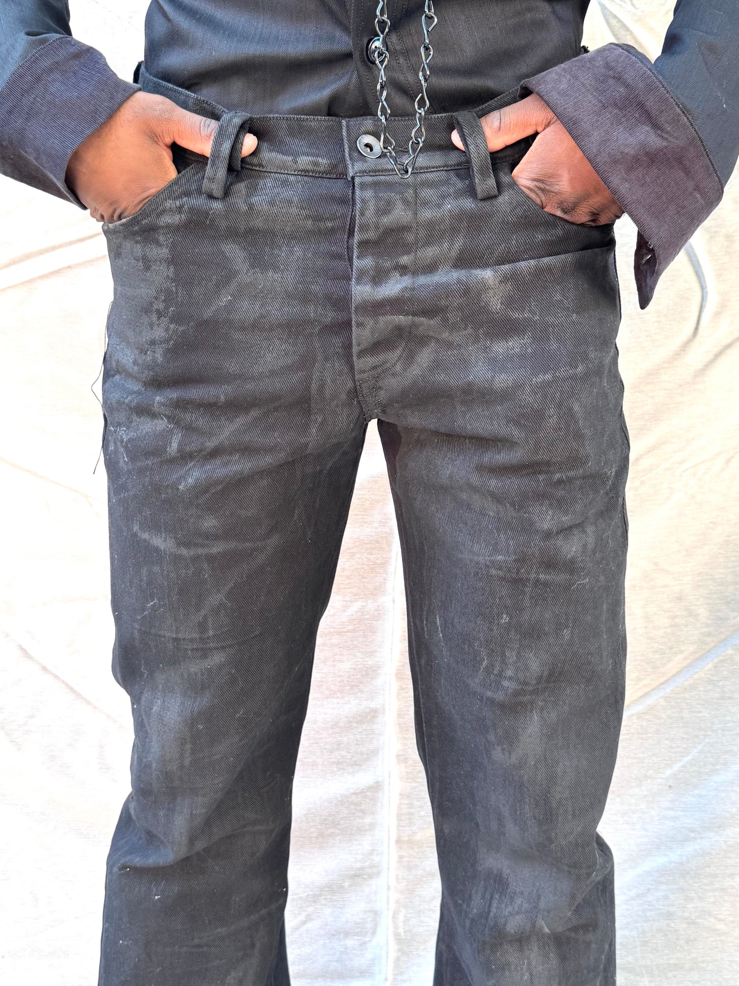 FW25 ||  BOOT CUT FLARED  JEANS || BLACK - CHARCOAL COATED