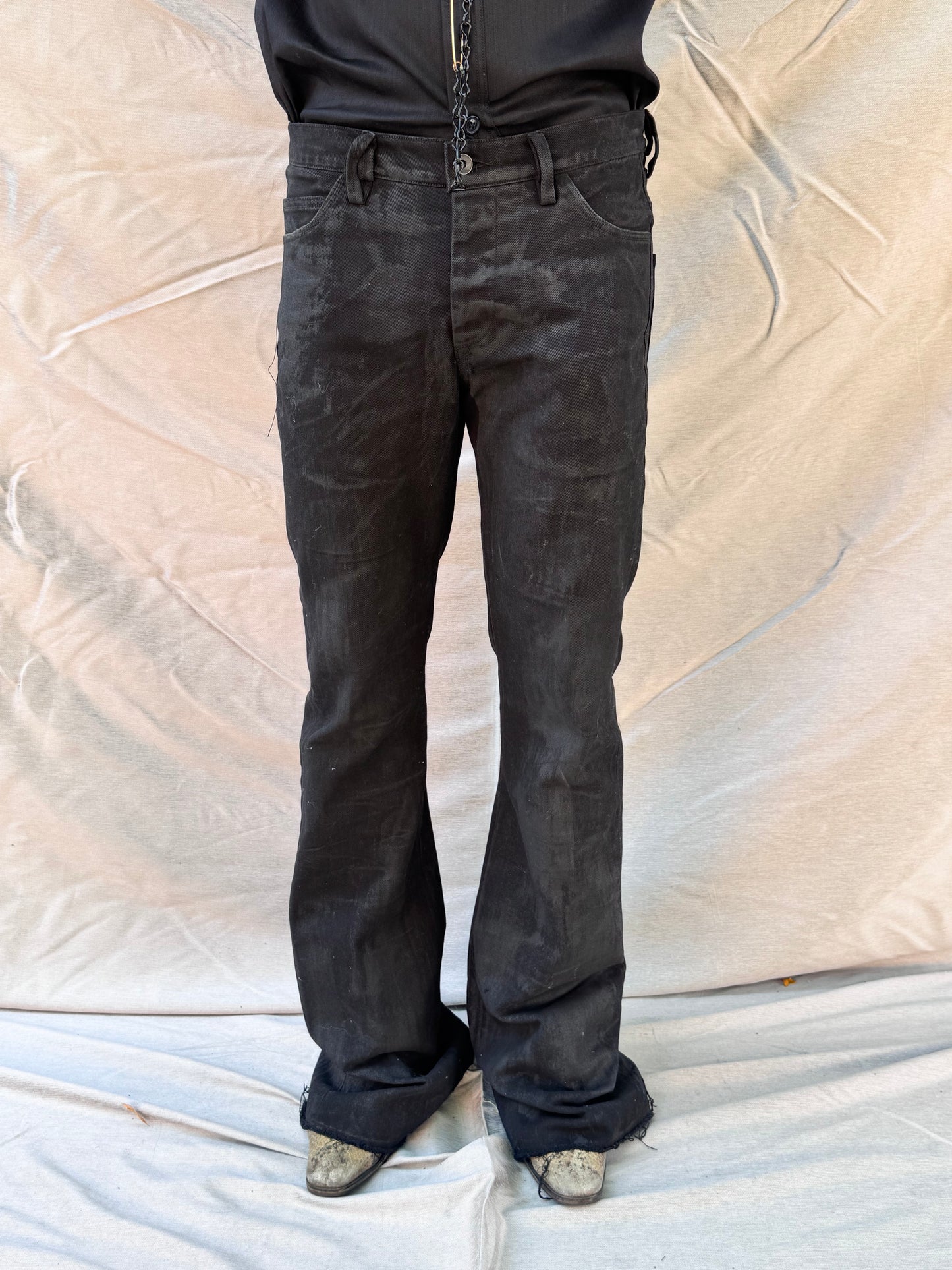 FW25 ||  BOOT CUT FLARED  JEANS || BLACK - CHARCOAL COATED